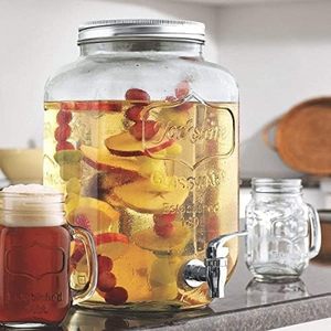 Mason Jar 4 Litres| Beer <b>Dispenser</b> | <b>Drink</b> <b>Dispenser</b> | Mason Jar | Glass Pitcher with tap | Spigot and Steel lid - Pack of 1 - Product Image 1