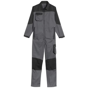<b>Men's</b> Gray <b>Work</b> Coverall With Black Accents Abrasion Resistant Polyester Long Sleeve Safety Uniform - Product Image 1
