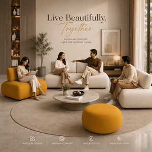 Juego de Sofás Modernos de Diseño para Sala de Estar con Sillones Auxiliares y Otomana, Tapicería de Tela Premium, Espuma HR de 40 de Densidad y Madera Sólida Americana - Product Image 5