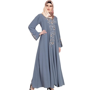 Abaya ethnique en soie de couleur violette, robe kimono traditionnelle d'extérieur, longueur cheville, abayas musulmanes islamiques modestes et respirantes - Product Image 5