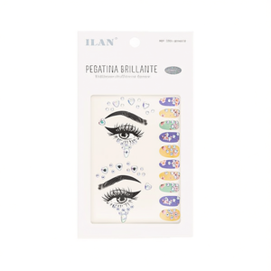 Autocollants visage brillants ILAN avec motifs yeux et ongles pour la décoration du visage - Product Image 1
