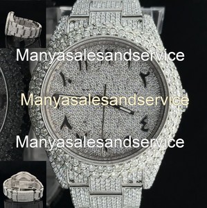 Reloj de Lujo para Hombre con Cierre de Pulsera de Acero Inoxidable con Cristales Redondos de Diamante Blanco Moissanite VVS1, Resistente al Agua hasta 10 Bares - Product Image 2