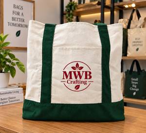 Bolsa de Compras Reutilizable Ecológica de Lona de Algodón Premium al por Mayor con Asas Verdes y Base Reforzada, 19x17 Pulgadas, Cierre de Solapa - Product Image 6