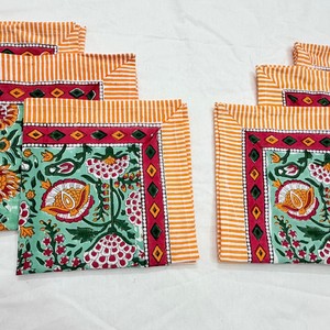 Wholesale Handmade Vintage Style Blue Floral Embroidered Cotton Square <b>Table</b> Cover Hand Block Print Durable Organic 16x16 Inches - Product Image 1