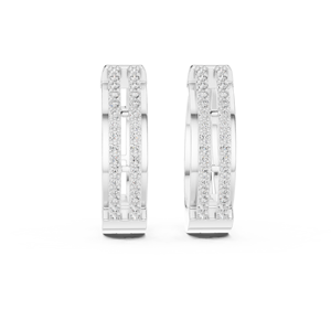 Ensemble de boucles d'oreilles huggie en diamant rond cultivé en laboratoire, serties en or blanc 18 carats, pour usage quotidien, soirées, bureau, ou comme cadeau pour femme. - Product Image 1