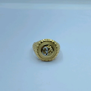 Traditional 22K Gold Om <b>Ring</b> <b>for</b> <b>Men</b> with Round Textured Design Religious Designer Finger <b>Ring</b> Indian Gold Jewellery - Product Image 2