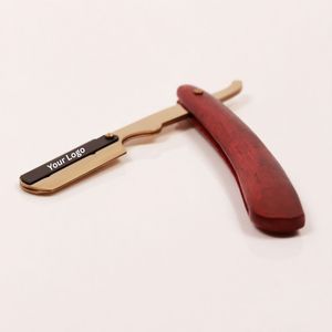 Premium <b>Straight</b> Edge <b>Razor</b> Stainless Steel Black and Gold Barber <b>Razor</b> with Wooden Handle Professional Hair Removing Tool - Product Image 3
