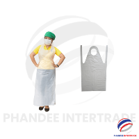 Tablier de nettoyage jetable en plastique HDPE, couleurs transparentes, design sans manches à nouer autour du cou, léger et confortable