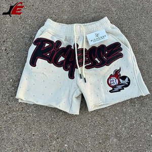 2025 Summer Men's Casual Streetwear <b>Shorts</b> 100% Acid Washed Cotton Loose Fit with Embroidered <b>Technics</b> - Product Image 3