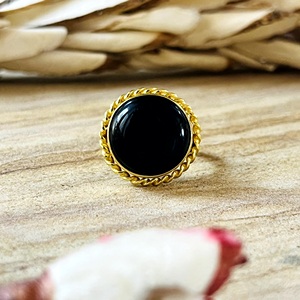 New Arrival Boho Rope <b>Statement</b> <b>Ring</b> Brass <b>Rings</b> Women 18k Gold Plated Vintage Onyx Jewelry Ethnic Cocktail Wholesale/OEM/ODM - Product Image 5