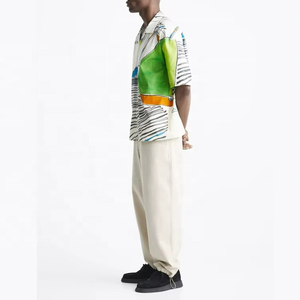 Chemises hawaïennes personnalisées pour hommes en flanelle, décontractées, respirantes, à manches courtes, boutonnées, imprimées abstraites - Product Image 5