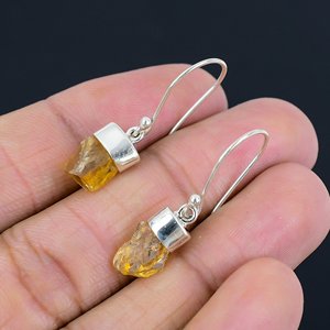 Designer Citrine Gemstone Earrings Silver Handmade Dangle Statement Earring Jewelry Gift for Women At <b>Best</b> Price - Product Image 5