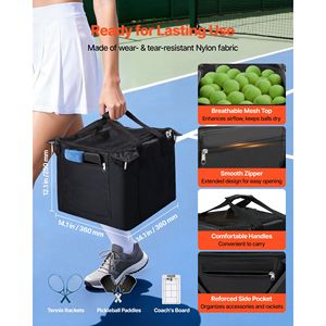 Cesto Pieghevole in Alluminio Leggero per Palline da Tennis e Pickleball, Capacità 120 Palline, Ruote per Facile Raccolta, Poliestere Resistente - Product Image 3