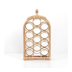 Elegant Wicker Rattan Wine Rack Ideal For Farmhouse Home Decor And Functional Bottle Organization Solution - Product Image 1