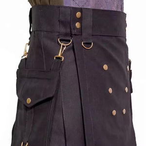 Kilt Utilitaire pour Homme en Coton de Qualité Supérieure, Motif Tartan Highland Kaki, Accessoires d'Instruments de Musique Métalliques, Tendance - Product Image 4