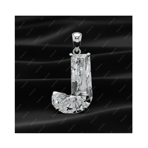 Colgante Solitario de Plata de Ley 925 con Letra J del Alfabeto, Diamante Cultivado en Laboratorio con Certificación GIA IGI, DEF VVS VS, Regalo para Él y Ella - Product Image 1