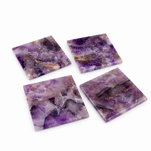 Posavasos Cuadrado de Amatista Chevron Natural, Cristal Morado Pulido a Mano, Decoración de Mesa, Meditación, Reiki, Energía, Feng Shui, Amor - Product Image 5