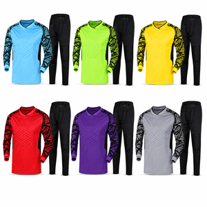 Custom Youth Goalkeeper Soccer <b>Padded</b> Uniform Quick Dry Long Sleeve Football Keeper Jersey Set OEM Manufacturer - Product Image 2