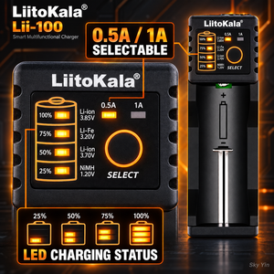 Зарядное устройство LiitoKala Lii-100 Smart для аккумуляторов 1.2V 3.2V 3.7V 3.85V (AA, AAA, <span class=keywords><strong>18650</strong></span>, <span class=keywords><strong>26650</strong></span>, NiMH, Li-ion, <span class=keywords><strong>LiFePO4</strong></span>) оптом - Product Image 3