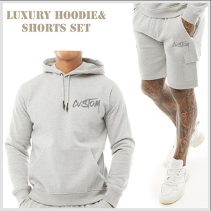 Ensemble de survêtement de luxe personnalisé pour homme en molleton technique, short et sweat à capuche décontractés en molleton bouclette 100 % coton de haute qualité - Product Image 5