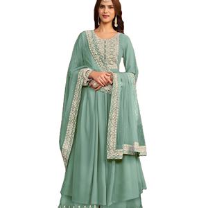 El último diseñador Faux Georgette bordado secuencia trabajo Palazzo Suit por Fab Zone - Product Image 1