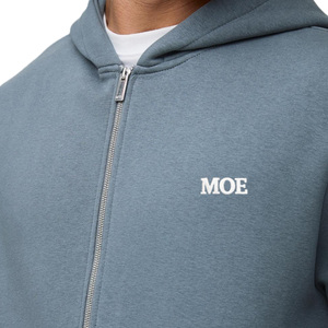 Sweat à capuche zippé pour homme, 350 GSM, molleton de coton, coupe oversize, style streetwear uni, avec poignets côtelés, pour production OEM sous marque privée - Product Image 3