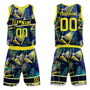 Conjunto de Camiseta de Baloncesto Sublimada Personalizada, Unisex para Adultos, Cuello en V, Sin Mangas, Absorbe la Humedad, Estampado Geométrico en la Parte Delantera - Product Image 4
