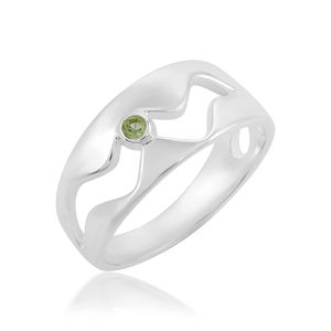 New Round Peridot Faceted Gemstone Geometric Fine Ring 925 Sterling Silver Bezel Setting Minimalist Design Unisex Everyday Wear - Product Image 1