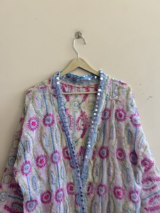 เสื้อคลุมกิโมโนสไตล์โบฮีเมียนปักลายฮิปปี้แบบยาว งานฝีมือวินเทจ - Product Image 3