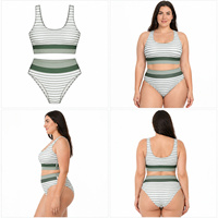 Maillot de bain deux pièces pour femme, coupe brésilienne, anti-UV, écologique, grandes tailles, color block vert, service OEM ODM