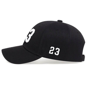 Gorra de Béisbol Unisex de 6 Paneles Huzu Enterprises, Negra, de Algodón Satinado, con Número 23 Bordado, Ajustable, para Uso Casual - Product Image 3