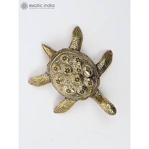 Petite sculpture en laiton vastu tortue de 3.2 pouces Statue de conception traditionnelle élégante pour la décoration intérieure et les cadeaux fabriqués en Inde - Product Image 2