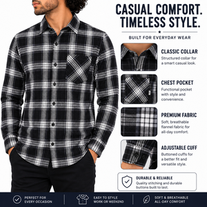 Camisa de Franela a Cuadros de Algodón para Hombre, Fabricación Personalizada OEM, Suave y Cómoda, Talla Grande - Product Image 5