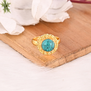 Natural Synthetic <b>Turquoise</b> Gemstone <b>Ring</b> Handmade Stylish Brass Jewelry for Women - Product Image 3