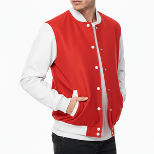 Veste bomber de baseball sur mesure en tricot de qualité supérieure, coupe ajustée, manches longues, fermeture à boutons - Product Image 1