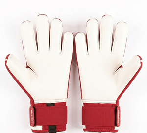 ถุงมือผู้รักษาประตูมืออาชีพ ยางเยอรมันแบบ Contact Latex ทรง Negative cut สีแดง โลโก้แบรนด์สั่งทำได้ ระดับการแข่งขัน - Product Image 3