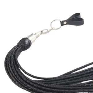 Real <b>Leather</b> <b>Flogger</b> Whip with Slim Falls and Easy Control Handle - Product Image 6