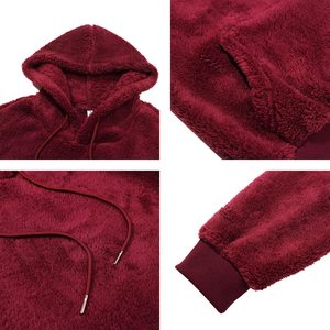 <b>Sherpa</b> Solid Breathable Heavy Weight Oversized Pullover <b>Hoodies</b> for <b>Men</b> Winter Custom Logo Sweatshirts - Product Image 6