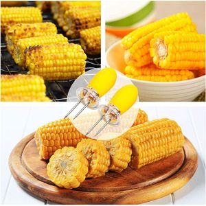 10 piezas/5 pares de soportes para mazorcas de maíz amarillos, brochetas de acero inoxidable para carne y aves de corral para barbacoa - Product Image 4