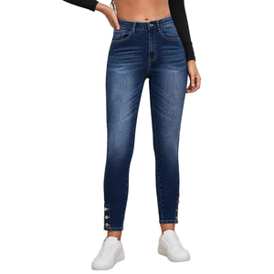 Pantalon en jean large pour femme, en coton, décontracté, vente en gros, fabrication OEM ODM, design et impression de vêtements haut de gamme - Product Image 1