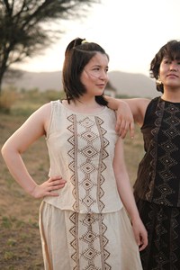 Brown Cotton Sleeveless <b>Kurti</b> for Women Handcrafted Ethnic Top with Geometric Tribal Print Boat Neck Minimalist Short Kurta - Product Image 3