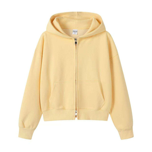 Wholesale Custom 100% Cotton Embroidered Zipper-Up Oversized Hoodie Drop Shoulder Heavyweight Polar Fleece Cropped Winter hoodie - Product Image 3