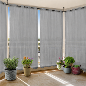 Rideaux d'extérieur gris en HDPE avec œillets, 150 GSM, protection solaire moderne, résistants aux intempéries, tissu écologique, élégance intemporelle - Product Image 1