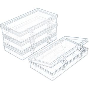 Set di 4 Contenitori Rettangolari in Plastica Trasparente con Coperchio a Cerniera 6,1 X 3,3 X 1,18 Pollici per Perline e Piccoli Oggetti Artigianali - Product Image 3