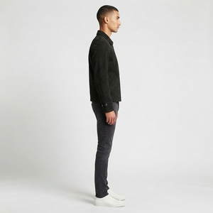 Chaqueta de Cuero Genuino para Hombre, Diseño Nuevo, Gruesa, de Invierno, Estilo Urbano, con Cierre, de Piel Vacuna Esmerilada, Color Negro, Venta al Por Mayor Personalizada - Product Image 4
