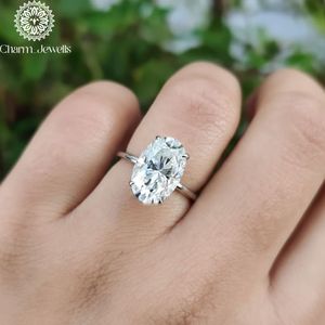 Bague de fiançailles Charm Jewells en moissanite taille coussin certifiée IGI, plaquée or 18 carats, sertie à griffes, alliance classique pour femme 3 - Product Image 1
