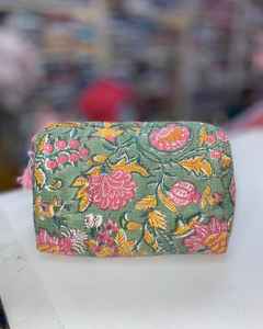 Toiletry Makeup Bag Pouch Set of Cotton <b>Quilted</b> Makeup Bag Indian Block Print Makeup and Toiletry Case - Product Image 2