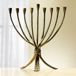 Ménorah décorative en forme de feuille d'argent pour villas, synagogues, temples – Support de bougies Hanouka pour table - Product Image 2