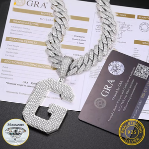 Colgante de letras con nombre personalizado, estilo simple, con diamantes de moissanita de alta calidad, para hombre, en plata 925, joyería hip hop, regalo. - Product Image 3