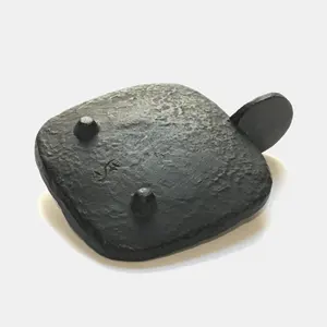 Porte-bougie en fonte avec poignée, forme carrée plate, style vintage - Product Image 4